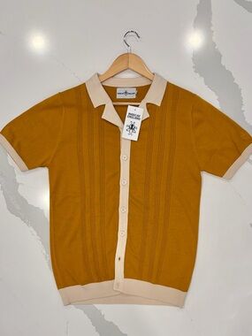 Madcap England Riviera Retro 50s Revere Collar Knitted Resort Shirt - NWT